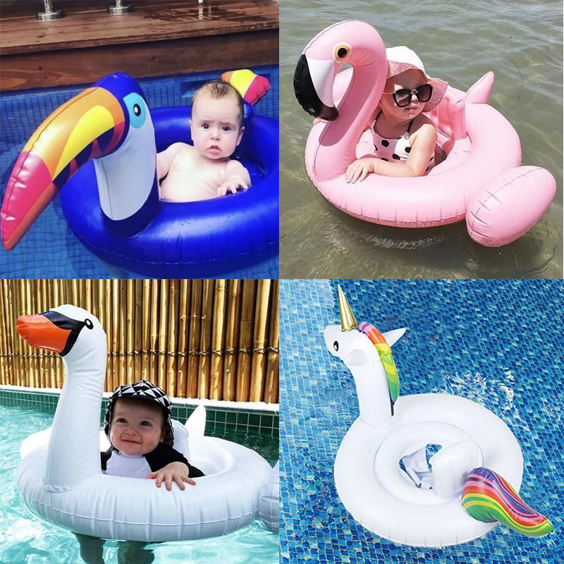 Flamant rose/licorne/cygne/Toucan anneau de natation gonflable piscine flotteur pour enfants siège de sécurité aquatique chaise longue boia Piscina