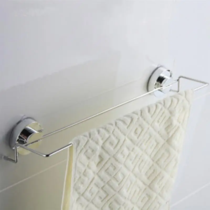 

Double Stainless Steel Bathroom Towel Shelf Vacuum Suction Cup Wall Mounted Type Towel Rack Bar Storage Holders Racks