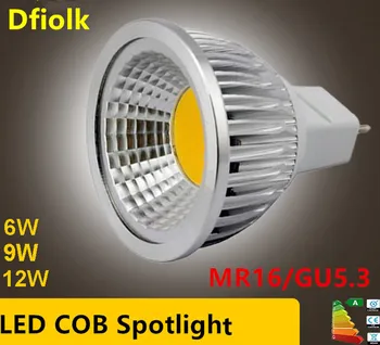 Nieuwe High Power Lampada Led MR16 GU5.3 GU10 Cob 6W 9W 12W Dimbare Led Cob Spotlight Cool wit Mr 16 12V Gu 5.3 220V