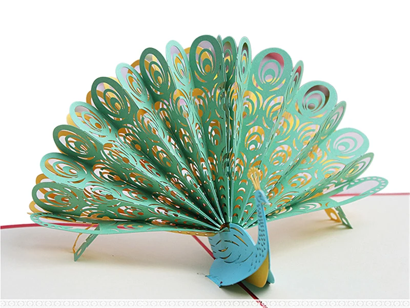  New 2018 Popup Greeting Cards Creative 3D Peacock Invitation Popup Card Popup Gift Card Handmade Po - 32901623225
