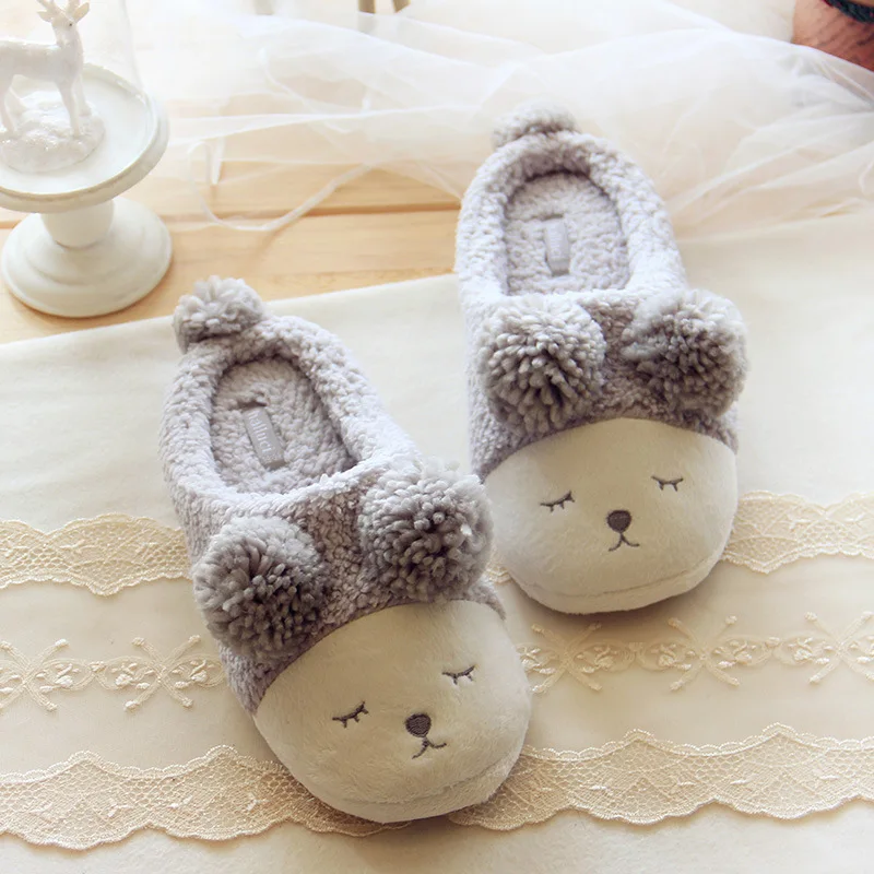 Koop Winter Thuis Slippers Vrouwen Kleine schapen shape antislip Zachte Winter Warm Huizen Indoor Slipper Slaapkamer Liefhebbers Koppels Vloer schoenen