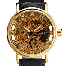 Men’s Gorgeous Ultra-thin Golden Hollow Carve Dial Luxury Mechanical Clock Watch 5V87 C2K5W