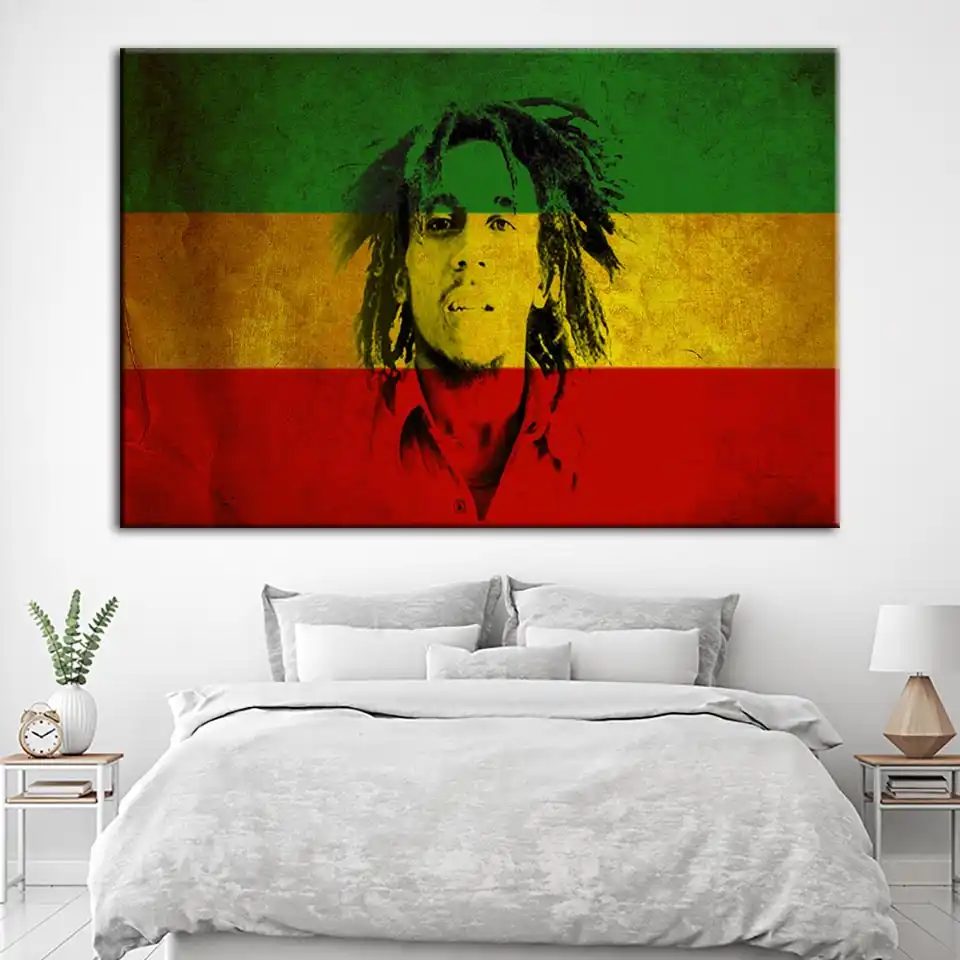 Wall Art Prints Modular Pictures Canvas Painting Music Singer Abstract Bob Marley Watercolor Poster Living Room Home Decor Frame