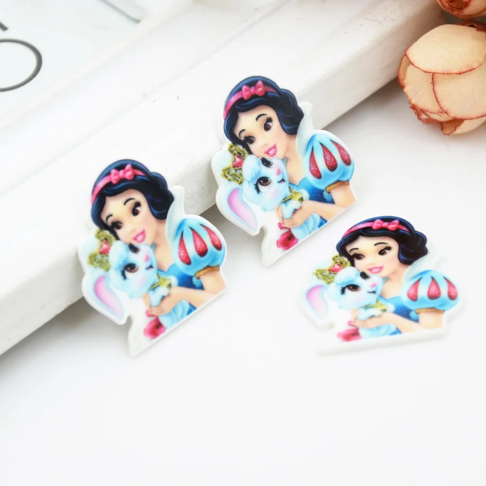 

Kawaii cartoon flat back planar resin princess Snow White Figurine fairy Home decoration craft DIY hair Bow accessories