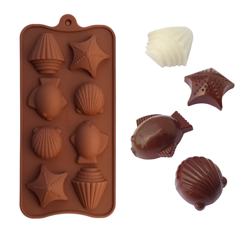 

Silicone Fish and Shell Chocolate Molds Jelly Ice Molds Cake Mould Bakeware D540