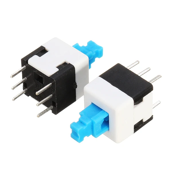 100pcs 8 x 8mm 6 Pin Touch Self-locking On / Off Switch Push Button Switch Latching Switch