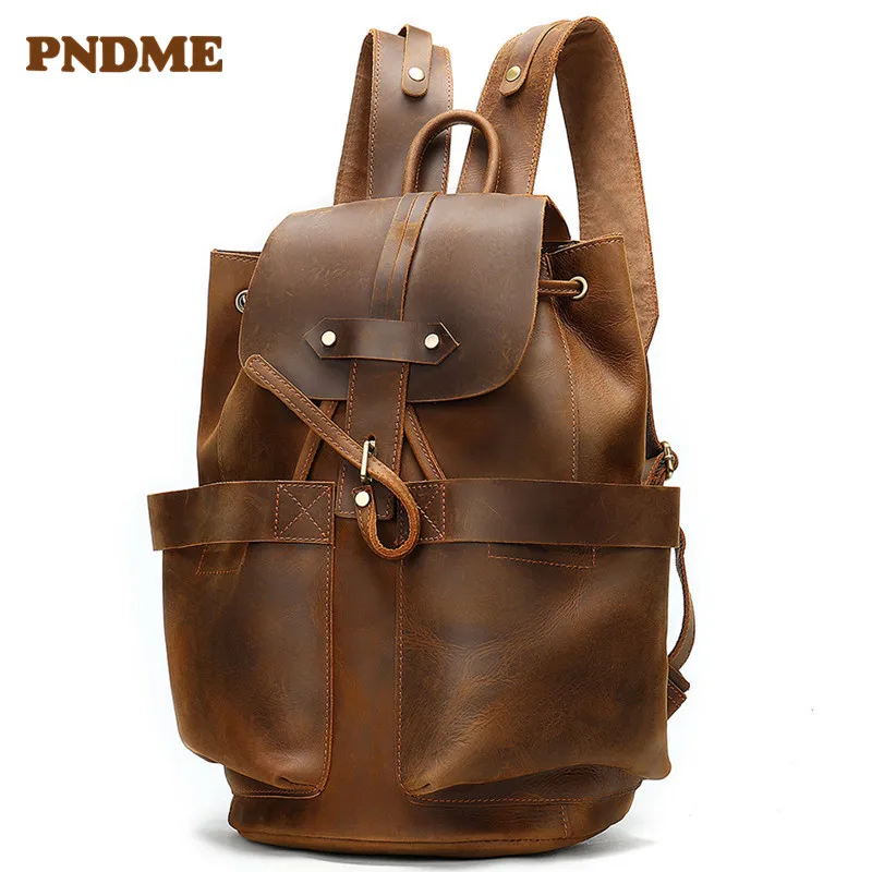 

High quality retro crazy leather backpacks for men and women crazy horse leather backpacks with large capacity