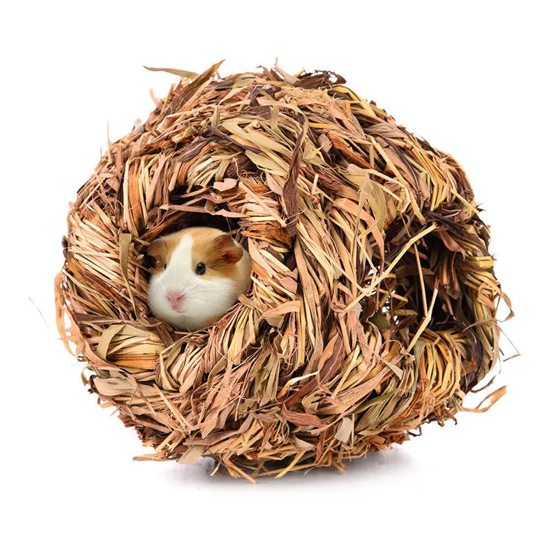 New Shellhard Pet Grass House Natural Small Pet Snooze Nest Bed Cabin Cave Hamster Guinea Pig Chinchilla Winter Warm Cage