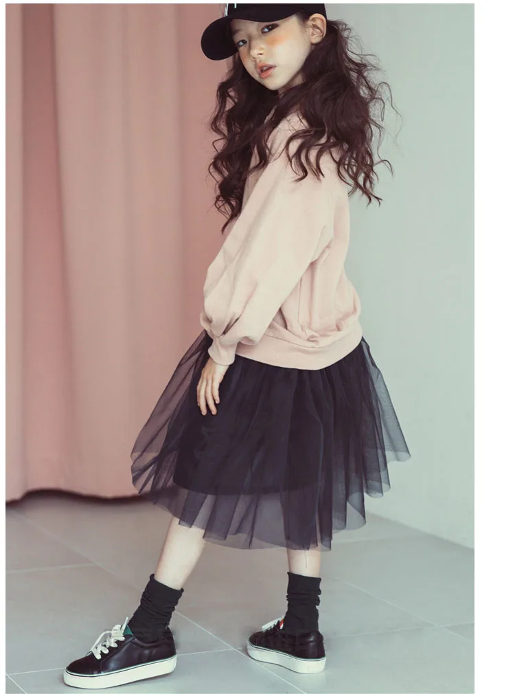 long mesh patchwork hoodies fashionable dresses for girls autumn kids straight dress baby girls winter teenagers dress clothing (8)