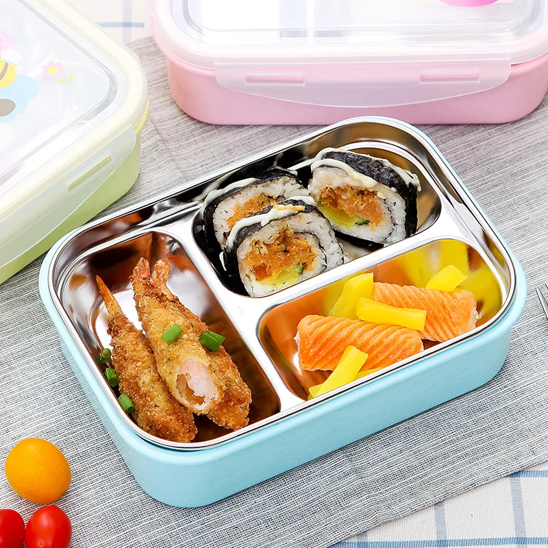 Медведь кавалер 3 цвета мультфильм 304 нержавеющая сталь в коробке коробки для обедов детей студентов изоляции Bento Box быстрого питания посуда