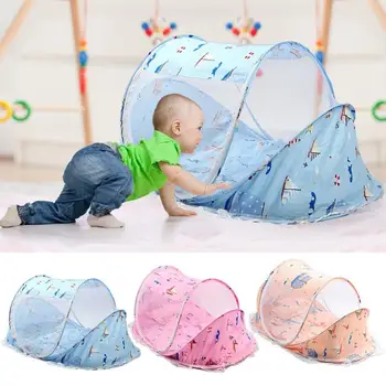 

Foldable Summer Baby Mosquito Net Infants Breathable Cartoon Print Travel Tent Cradle Bed Cover with Cushion Pillow