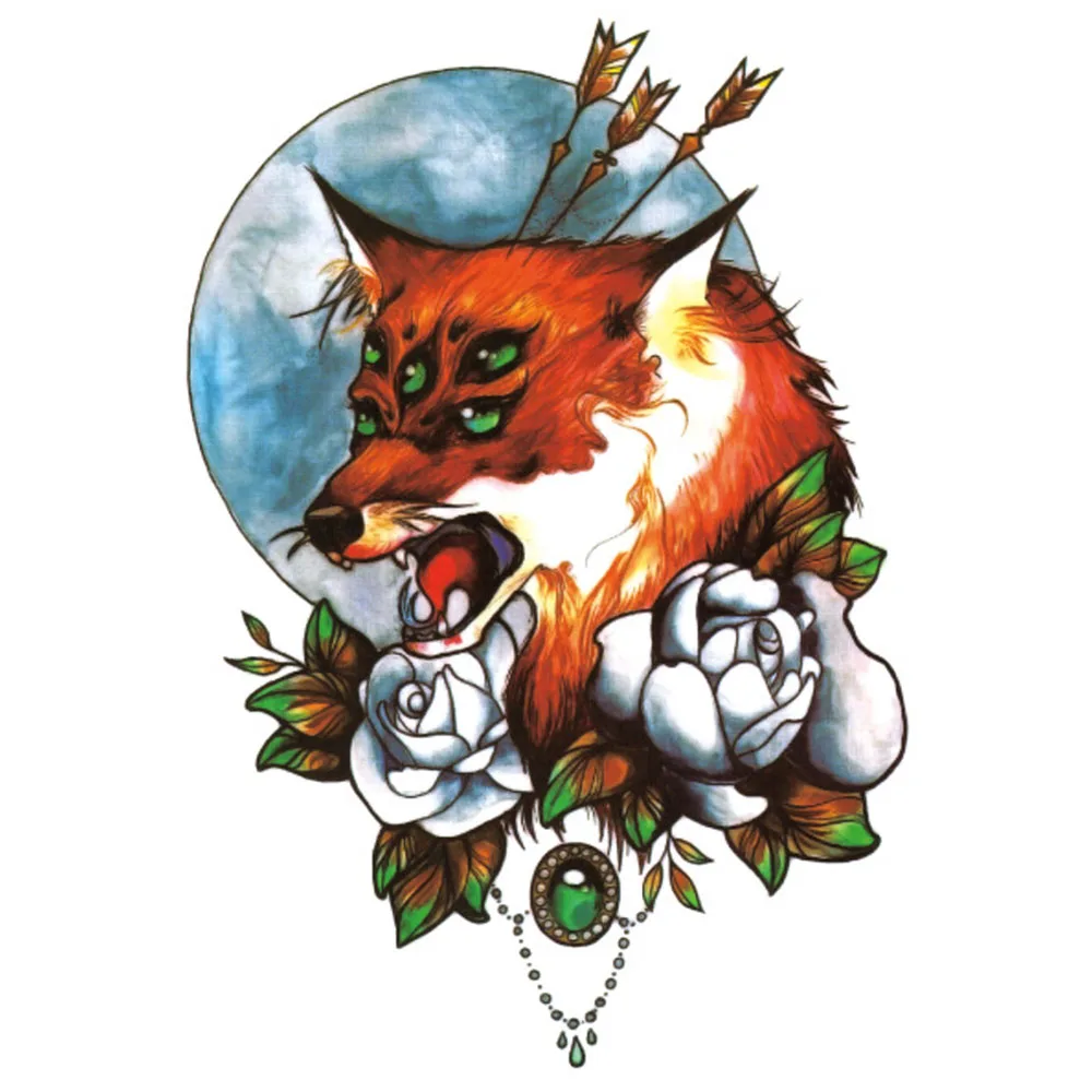 Yeeech Temporary Tattoos Sticker for Men Injured Wolf King Rose Animal Designs Fake Large Arm Leg Body Art Waterproof Makeup | Красота и