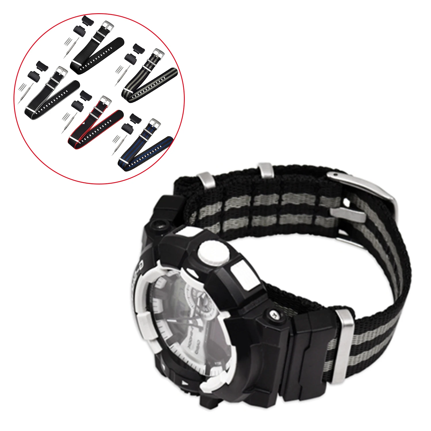 

Gosear 3-Ring Adjustable Nylon Replacement Watch Strap Band for Compatible with Casio G-Shock GA-110 DW-5600 Watch Accessories