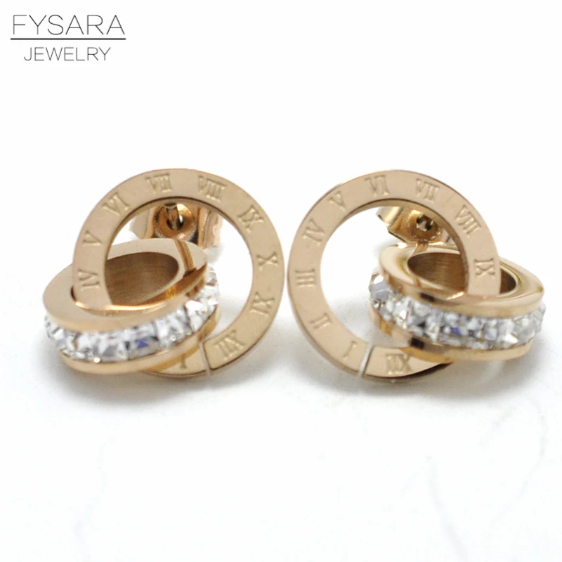 FYSARA/женские серьги с двумя круглыми цифрами в римском стиле, роскошные брендовые очаровательные квадратные серьги-гвоздики с кристаллами CZ, ювелирные изделия
