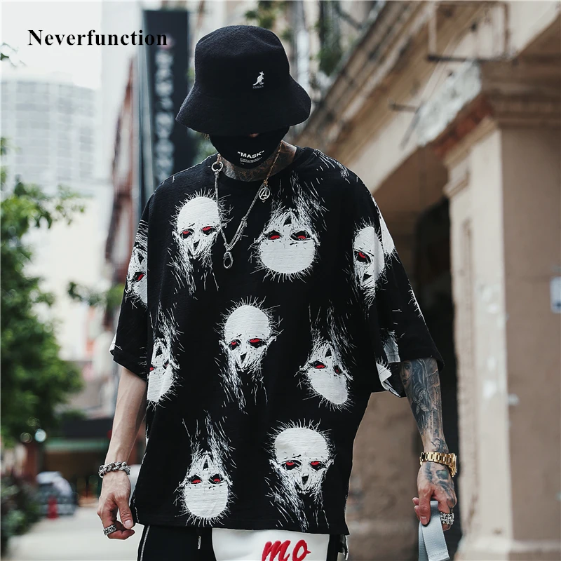 

Men Summer Oversized Bat sleeve T Shirts Fashion Loose Harajuku Hip hop Streetwear printed Cotton Short sleeve TShirts top tee