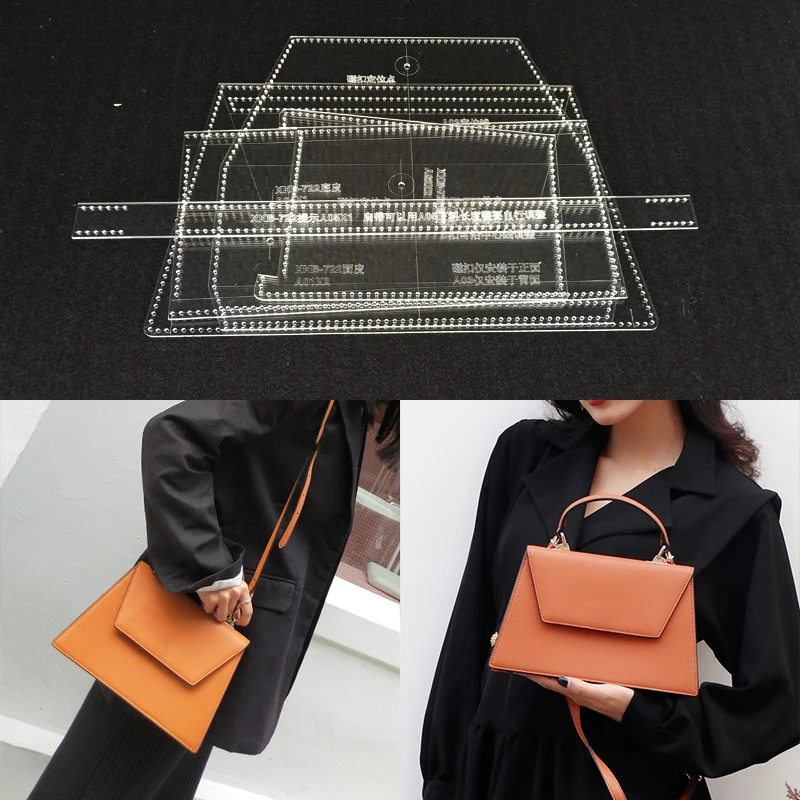 

1Set Leather Craft Acrylic Shoulder Bag Handbag Pattern Templates Stencils Sewing pattern Leathercraft Tool Set 25x16x9.5cm