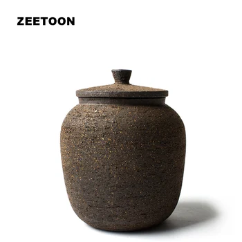 

Zen Japanese Coarse Pottery Tea Cans Vintage Puer Caddy Sugar Nut Coffee Jar Pot Beans Storage Creative Tea Ceremony Accessories