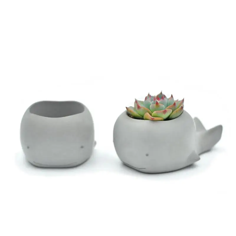 

Creative handmade concrete whale small flowerpot Garden concrete storage small flower pot