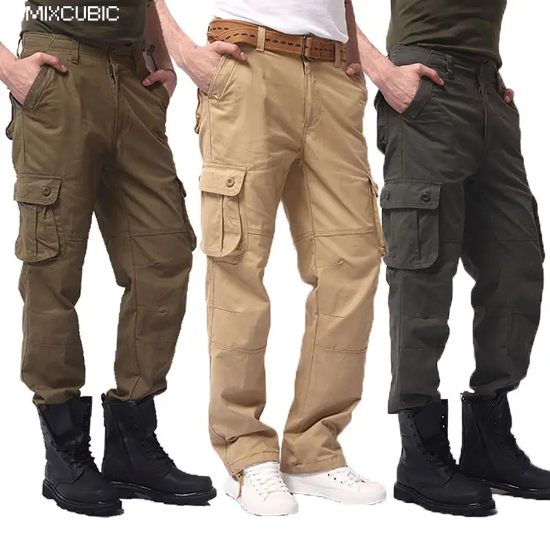 MIXCUBIC outside tactical pants Multi pocket washed 100% cotton ...