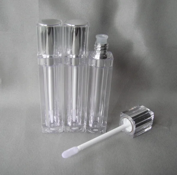 

50PCS 8ML Square Lip Gloss Bottles ,Empty Clear Lip Balm Bottle, 8 ml Oil Bottles With Silicone Lip Flocking Head &Double cover