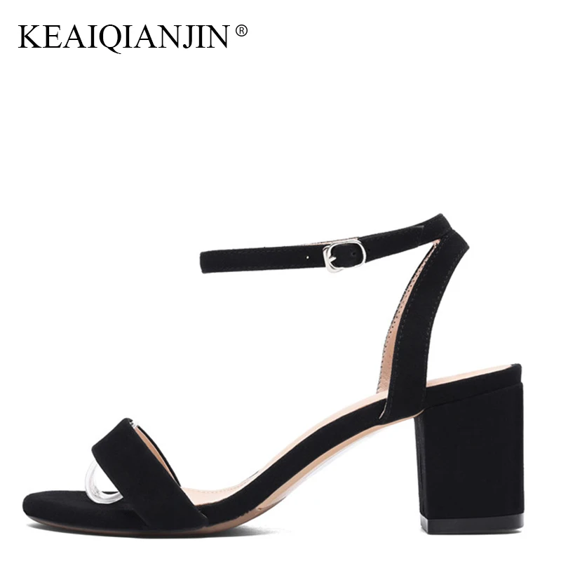 

KEAIQIANJIN Woman Summer Gladiator Peep Toe Sandal Fashion Pink Party High Heels Shoes Sexy Genuine Leather Open Toe Sandals