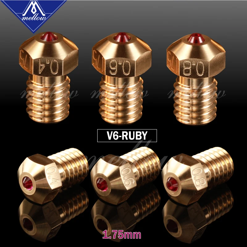 Mellow High Temperature 3d Printer NF-v6/mk10/mk8 Ruby Nozzle For Flashforge Micro Swiss Cr10 Mk8 E3d V6 Hotend