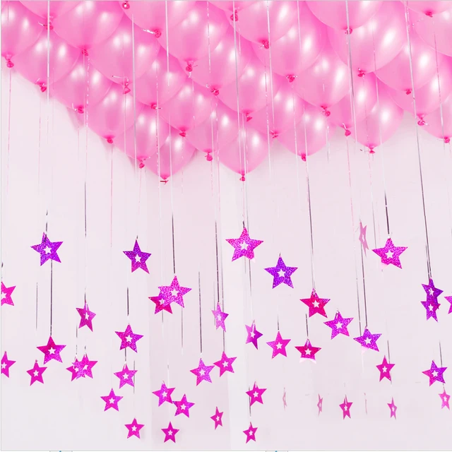 Balloon Decoration Part - 22: 5pcs/lot Stars Laser Card Love Balloons Ribbon Pendant Wedding Marriage Balloon Decoration Party Favors