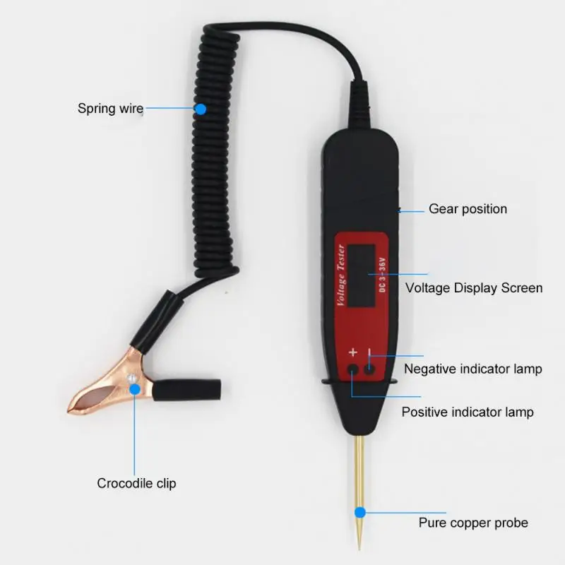 Весенняя линия Автомобильный цифровой дисплей ремонт Электрический тест er ручка светодиодный светильник детекторы напряжение тестовый зонд
