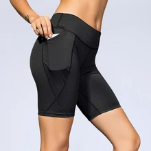 Для женщин Activewear с боковыми карманами бег Шорты тренажерный зал для обучения фитнесу Шорты ткань отводящая влагу Короткие штаны для йоги тренировки спортивные Шорты