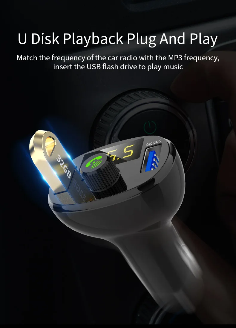 BT23Q автомобильный Bluetooth MP3 музыкальный плеер fm-передатчик автомобильный громкой связи QC30 автомобильное зарядное устройство