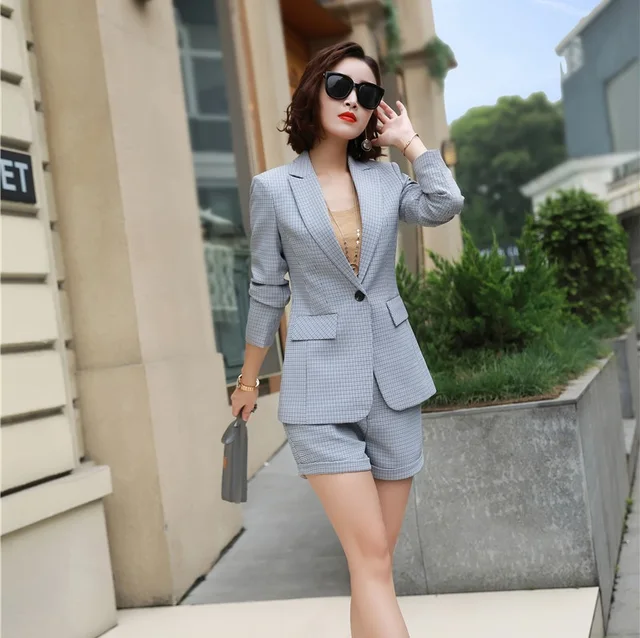 Fashion Casual Ladies Pink Blazer Women Business Suits Shorts and