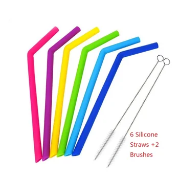 

1-8Pcs/lot Reusable Drinking Straw Stainless Steel Metal Straw with 3 Cleaner Brush For Mugs Straws Home Party Bar Accessories