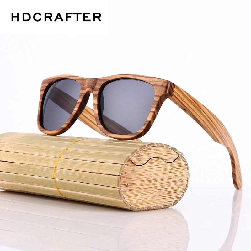 

HDCRAFTER 100% Real Wood Sunglasses Polarized Retro Handmade Bamboo Mens Sunglass Sun glasses Men Gafas Oculos De Sol Madera