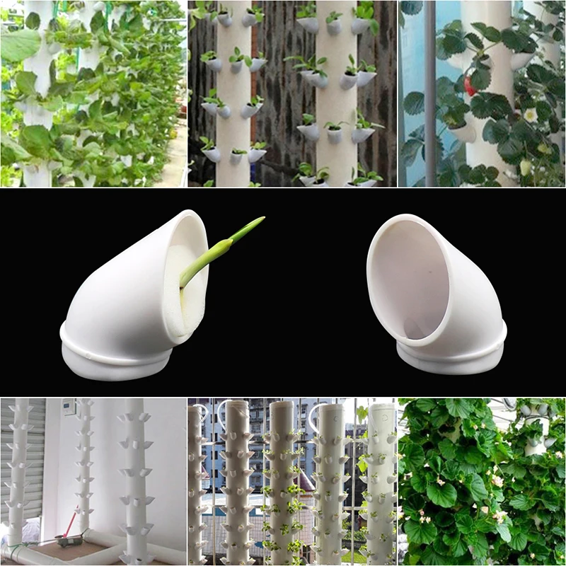 Column Pipe Fixed Plant Cup Hydroponic Systems Greenhouse Balcony Vegetables Strawberry Pipe Nurturing Indoor kit 5 Pcs