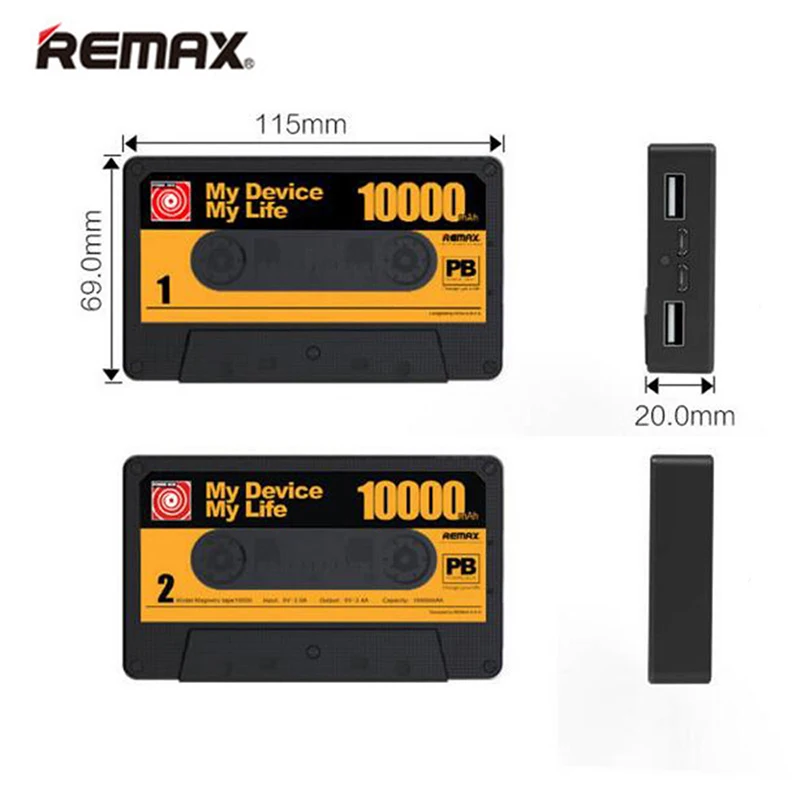 Remax Ретро магнитная лента power Bank USB Внешняя батарея Зарядка Pover Bank для samsung huawei Tablet 2A портативный аккумулятор