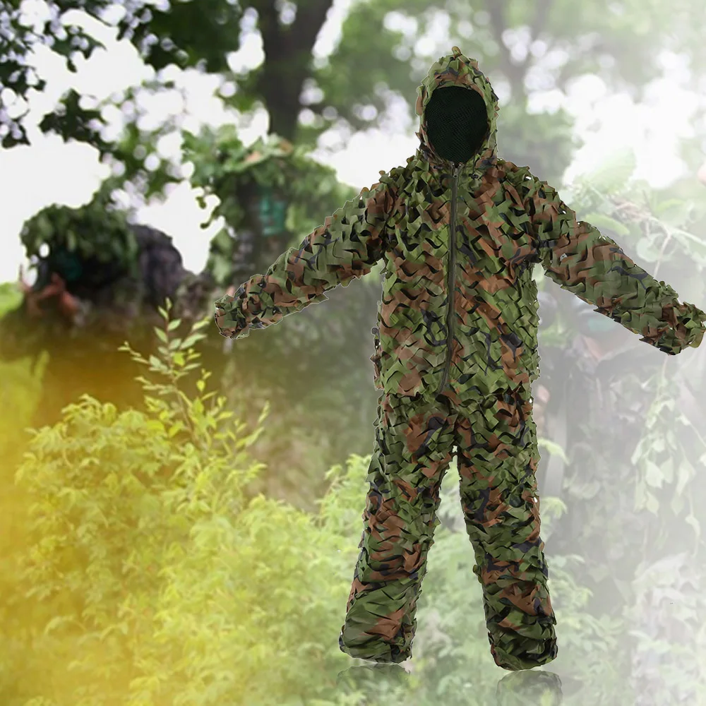 Camouflage Leafy Woodland Ghillie Suits casual Hunter Suit Jacket Pants Clothing | Мужская одежда