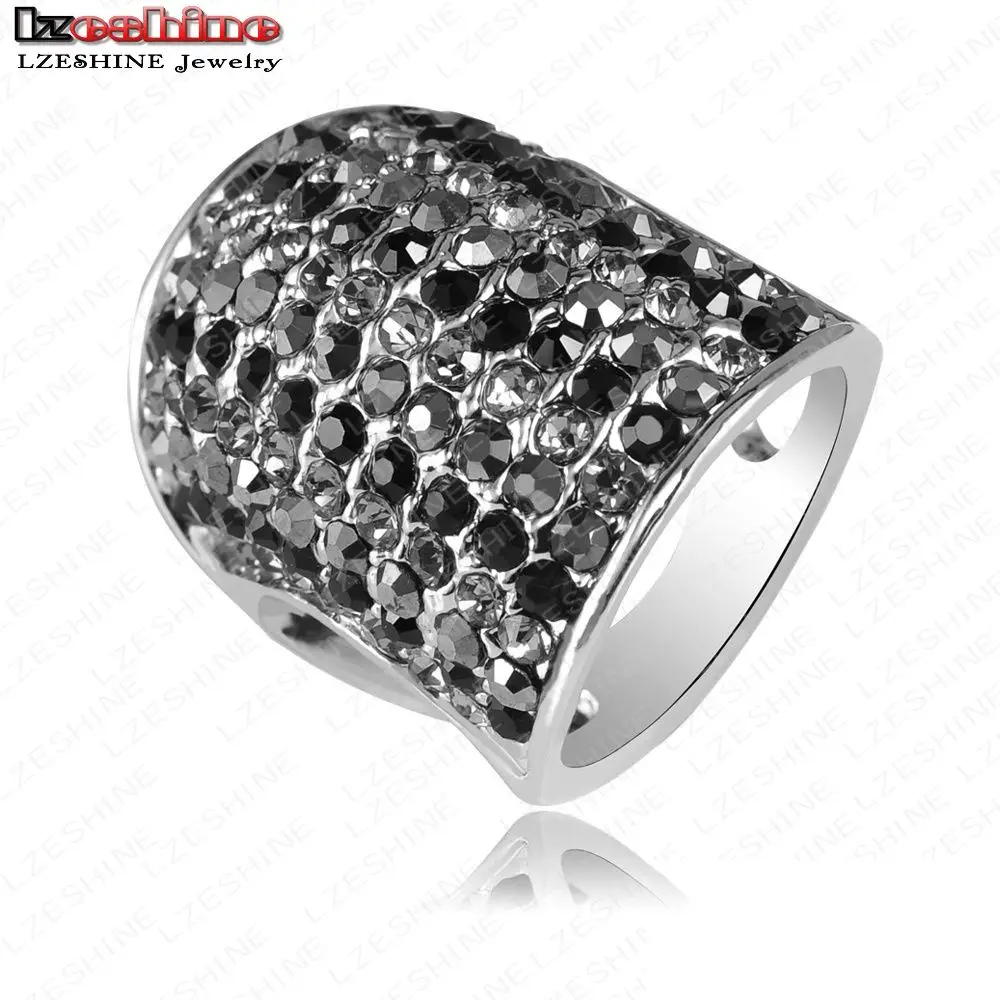 LZESHINE 2016 Big Knuckle Ring Silver Plating Multi colors Austrian