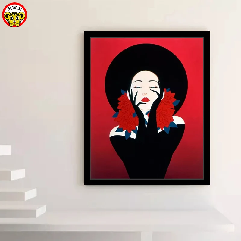 Большая картина король Сделай Сам цифровая маслом Tsuruta one Li Lang рисунок