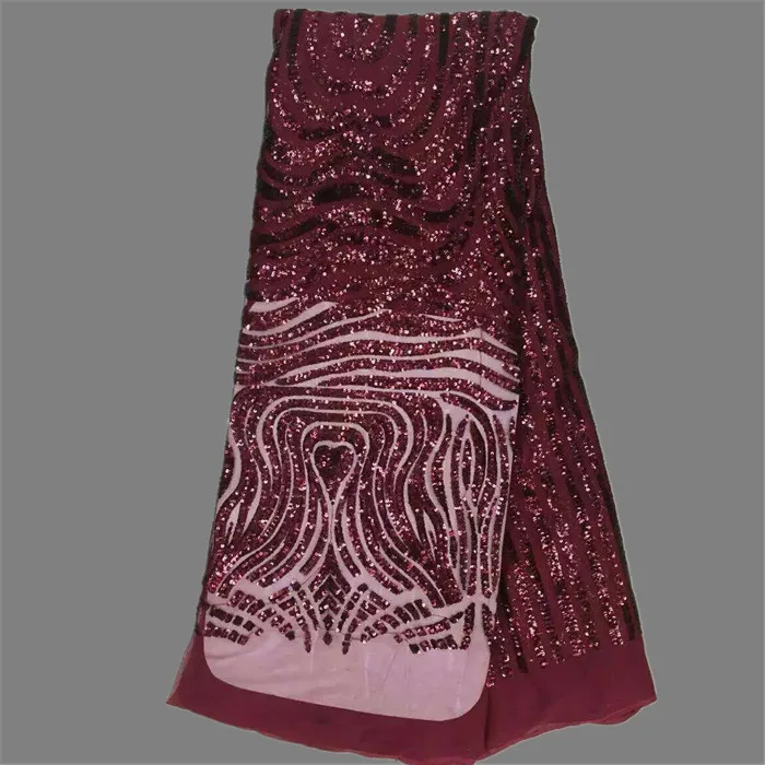 

Gorgeous item wine with sequins French net lace fabric for dress African tulle material for dress material QN41-8 multi color