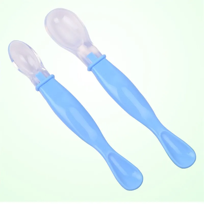 

2pcs/set Baby Feeding Spoon Safety Soft Silicone Double Head Function Flatware Rice Cereal Milk Water Feeder BPA Free