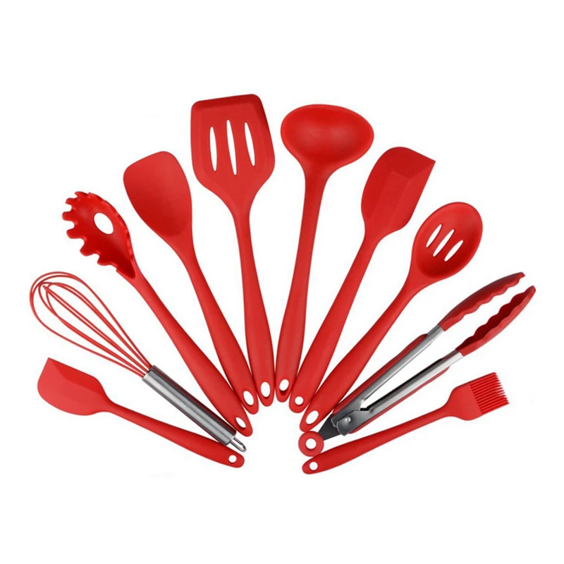 

XEJONR 10 Pcs/Set Kitchen Silicone Cooking Tools Utensils Set For Spoon Spatula Ladle Egg Beaters Nonstick Gadgets Cake Tools