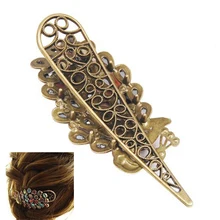 2 шт х прекрасный винтажный Кристалл Павлин зажим для волос