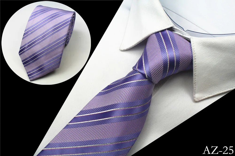 Ricnais 8cm 100% Jacquard Woven Silk Tie For Men Striped Neckties For Wedding Business Party Factory Sale