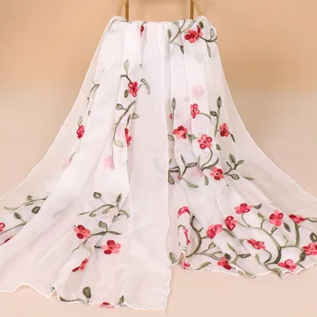 

2018 fashion embroidered chiffon ladies scarf beach towel hot large yards silky elegant scarves women full postage wholesale