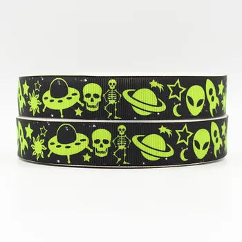 

Q&N ribbon 7/8inch 22mm 161021014 alien printed grosgrain ribbon Wedding Party Festive Event Decoration Crafts Gifts Wrapping