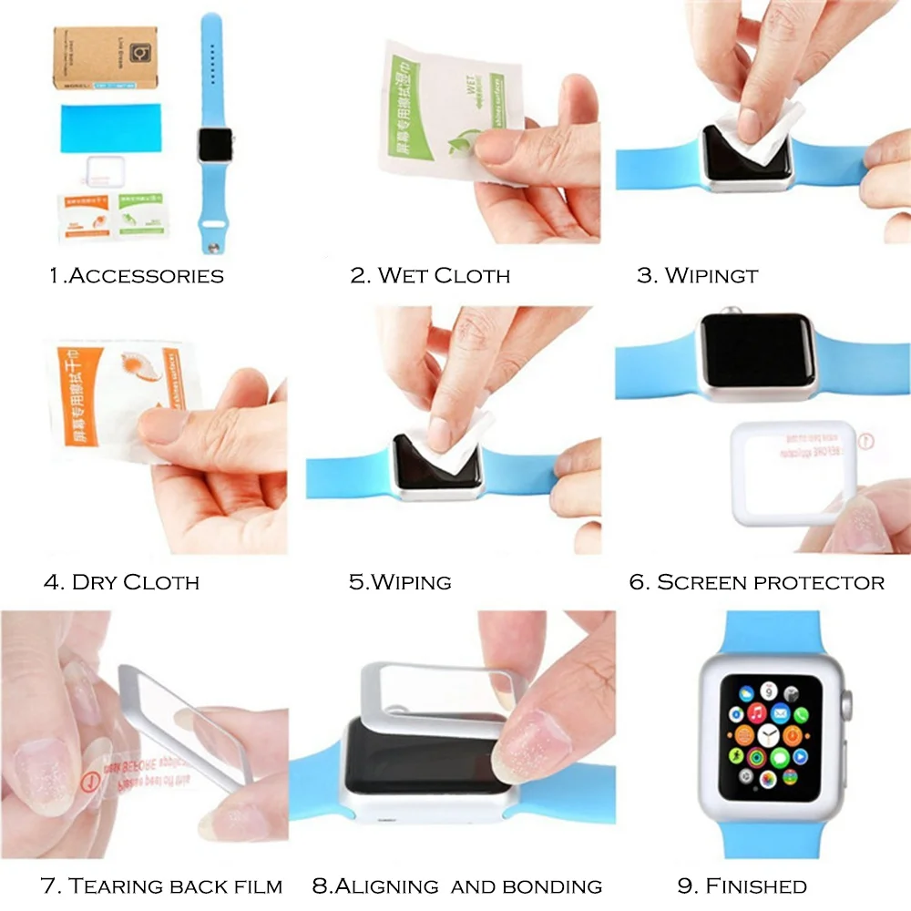 URVOI изогнутая полноразмерная пленка для apple watch 38 мм 42 1 2 3 ремешка 3D Защитная iWatch