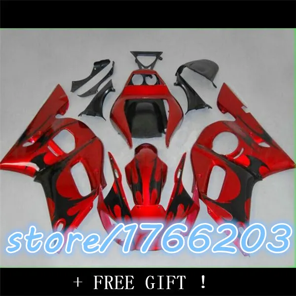 

Fairing kit for YZFR6 98 99 00 01 02 YZF R6 1998 2000 2002 YZF600 RED black Fairings set Ning