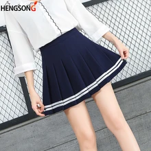 Faldas Mujer Moda модные плиссированные мини-юбки студентов Бейсбол юбка к формам юбка в полоску Высокая Талия юбки для Для женщин