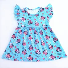 Платье с Минни для девочек детское Эксклюзивное платье летнее платье с рукавами-крылышками детская одежда из шелка синего цвета