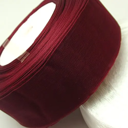 (10 yards/lot) 2'' (50mm) wine color organza ribbons wholesale gift